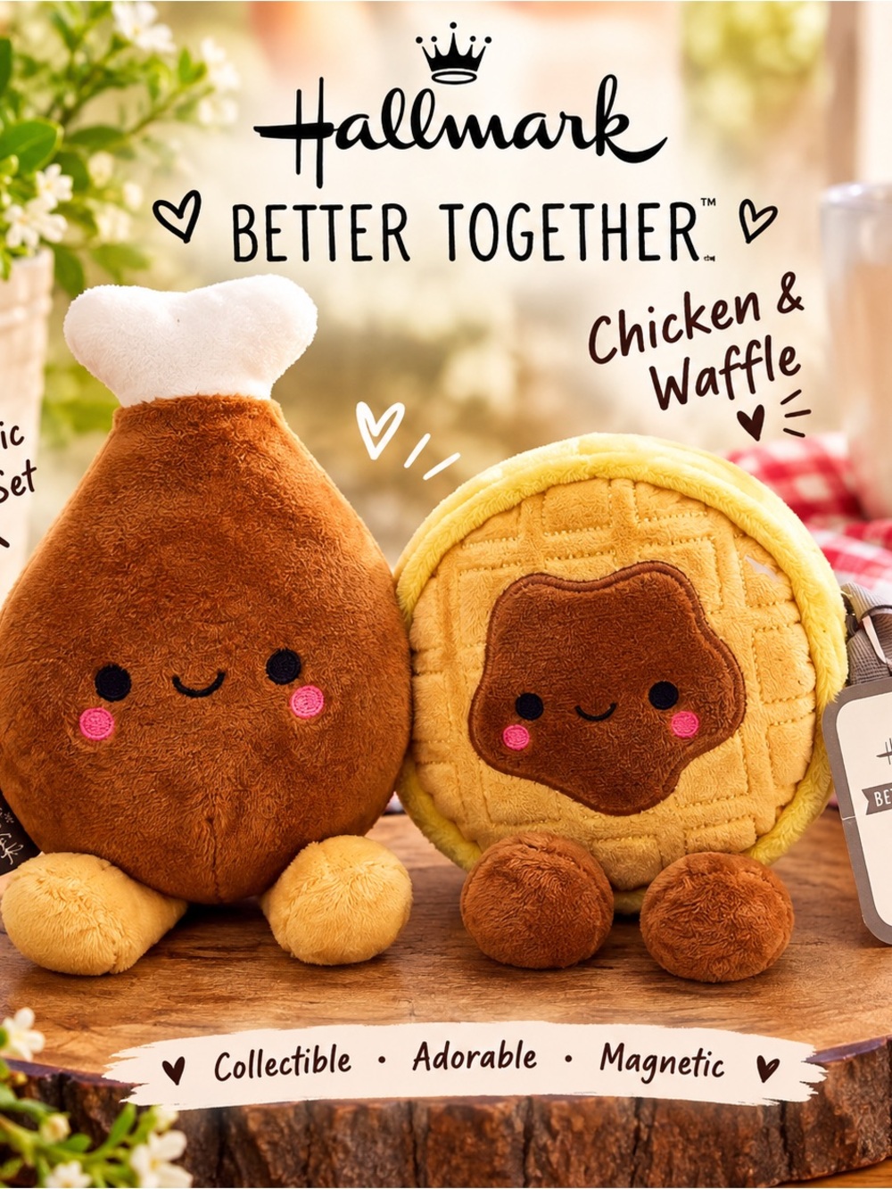 Hallmark Better Together Chicken & Waffle Magnetic Plush Set Collectible